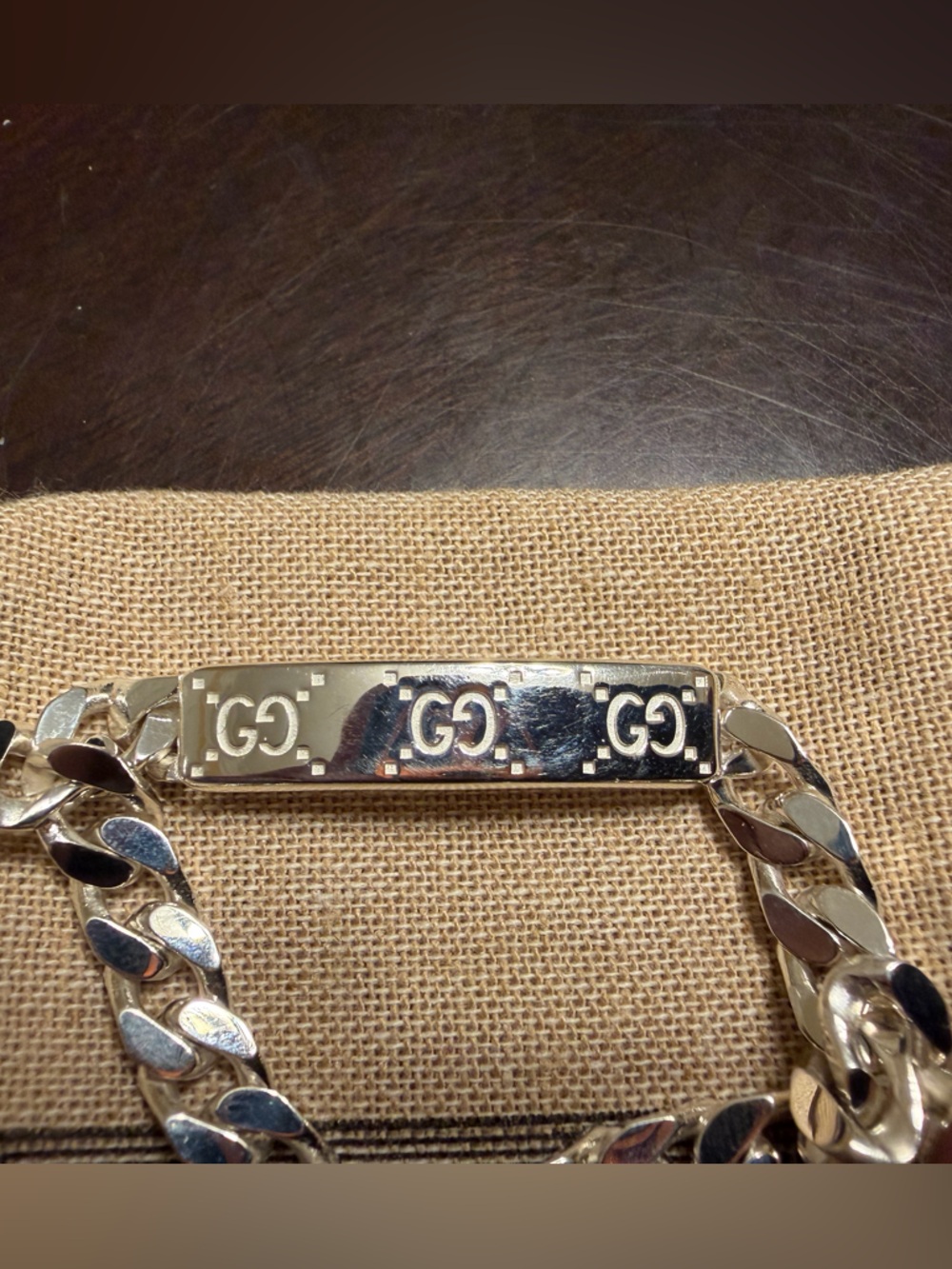 New Authentic Gucci GG Supreme Logo Siver Bracelet - Picture 6 of 13
